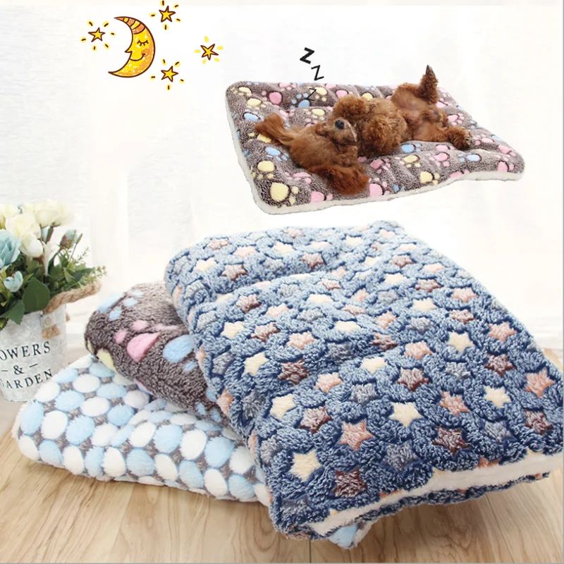 Tapete para Animais de Estimação Espessado Outono/Inverno Canil Quente Manta para Gatos/Cães Tapete Antiderrapante de Flanela Macia de Algodão para Cães Pequenos e Grandes