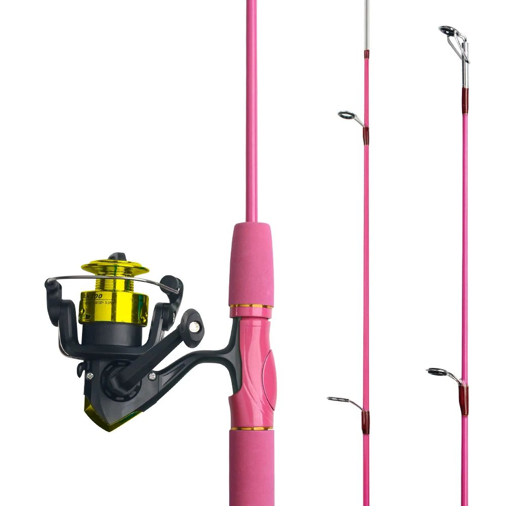 DNDYUJU 1.5M Children Fishing Lure Rod Beginner Fishing Pole Cute Rod Include Spinning Reel Pink Green Available Children'sGift