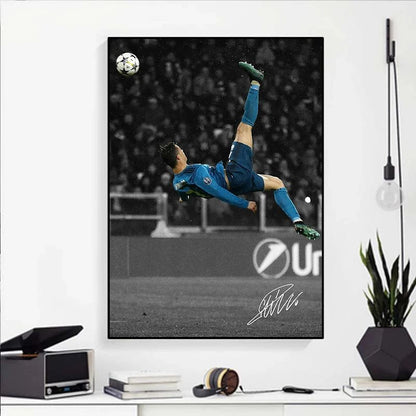 Modern Soccer Sport Player Portrait Poster Print Football Play Picture Canvas Painting Wall Art for Living Room Home Decor Mural