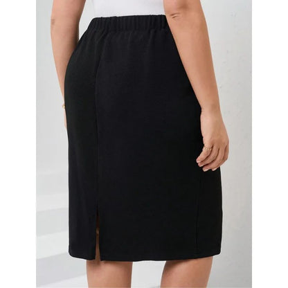 Plus Size 1XL-5XL New Elastic Mid Length Skirt Slimming-fit Women's High Waisted Trendy Knee Length Ladies Clothing Tight Skirt