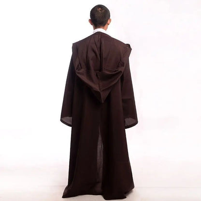 Mens Knight Brown Cloak Robe Hooded Cloak Costume Halloween Cosplay Hood Cloak  anime cosplay  cosplay costumes