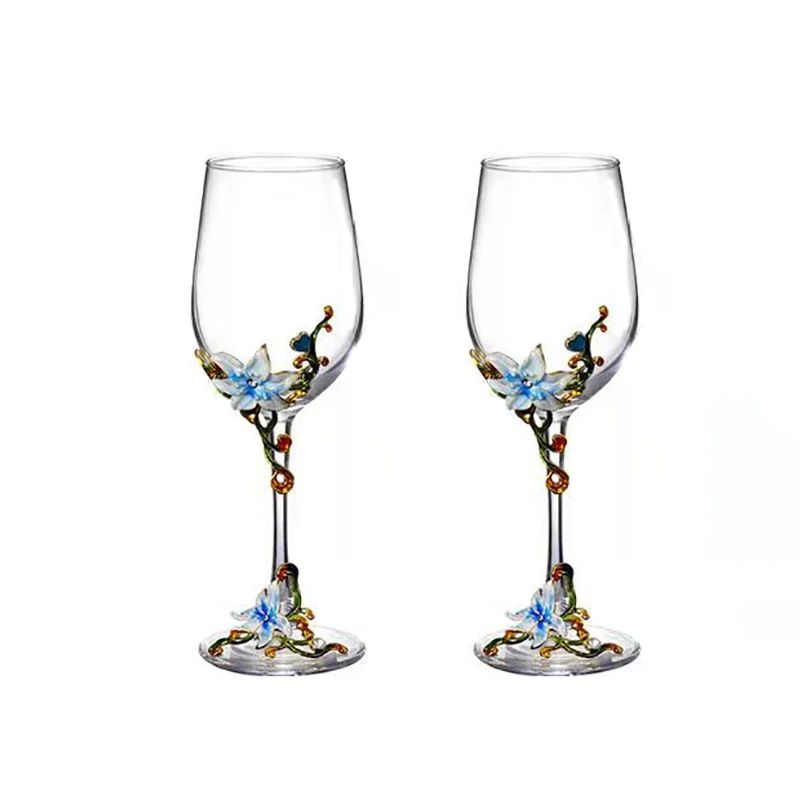 Taças de Cristal Criativas com Esmalte para Champagne Conjunto de Taças de Luxo Taças de Vinho Taça Vintage para Beber