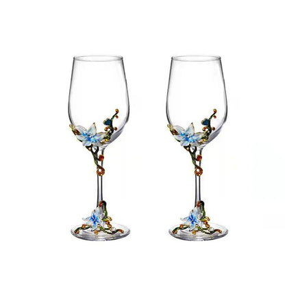 Taças de Cristal Criativas com Esmalte para Champagne Conjunto de Taças de Luxo Taças de Vinho Taça Vintage para Beber