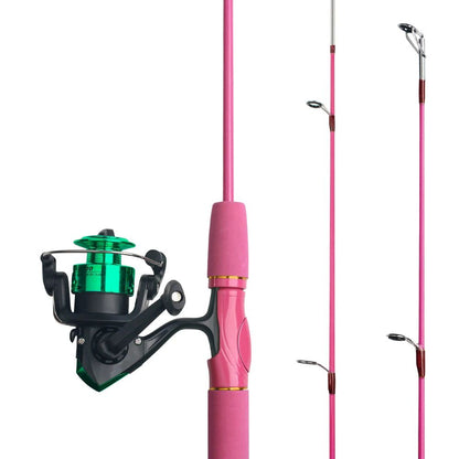 DNDYUJU 1.5M Children Fishing Lure Rod Beginner Fishing Pole Cute Rod Include Spinning Reel Pink Green Available Children'sGift