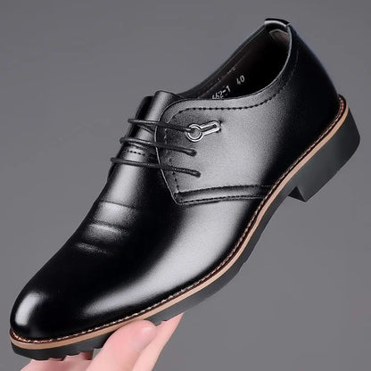 High Quality Leather Formal Men Dress Shoes Breathable Mens Casual Shoes Italian Luxury Brand Lace-Up Non-slip Men Driving Shoes