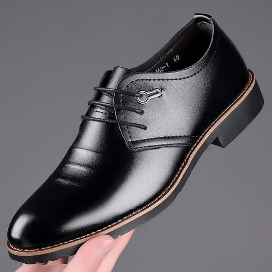 High Quality Leather Formal Men Dress Shoes Breathable Mens Casual Shoes Italian Luxury Brand Lace-Up Non-slip Men Driving Shoes