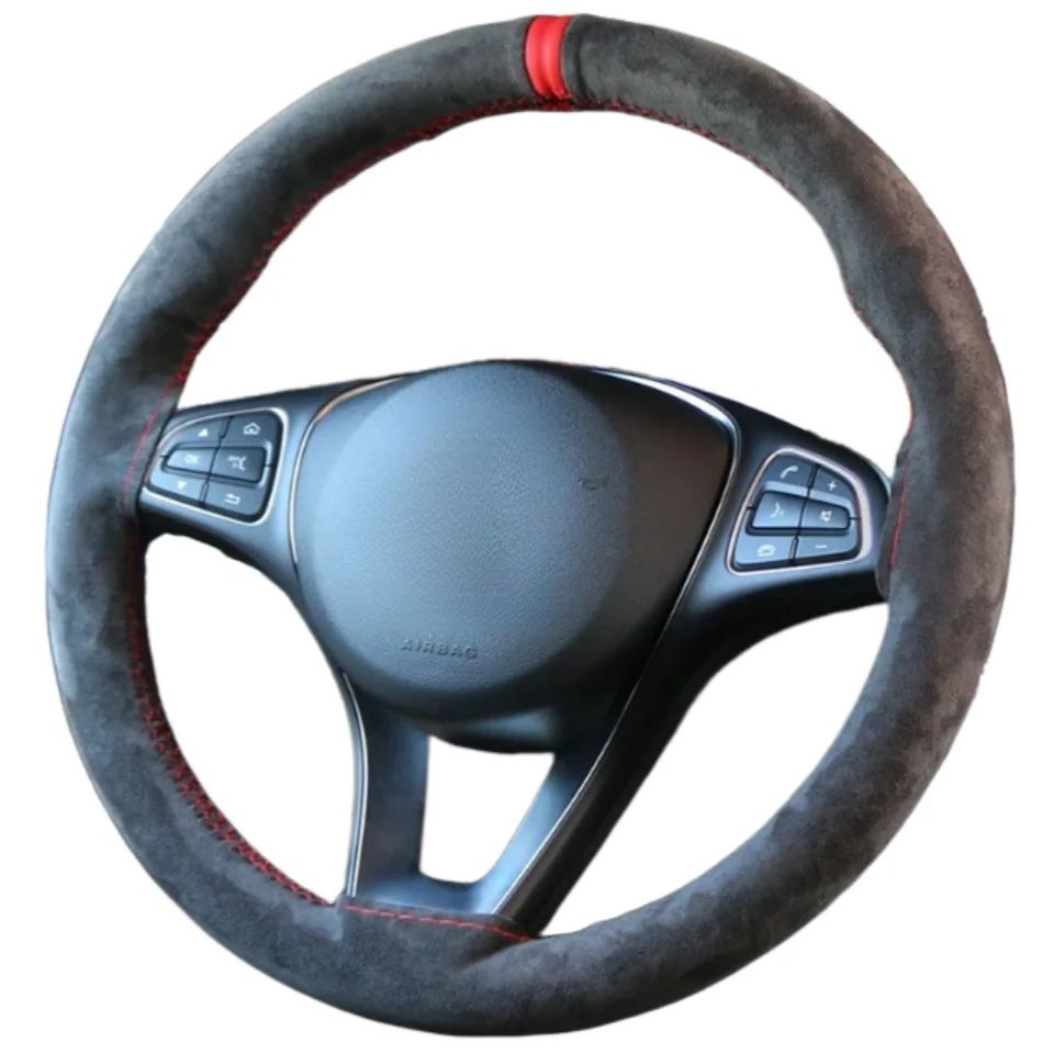Capa Universal de Camurça para Volante de Carro, Costura Manual, Capa de Couro Macio Trançada para Volante Automotivo, Ventilação Antiderrapante