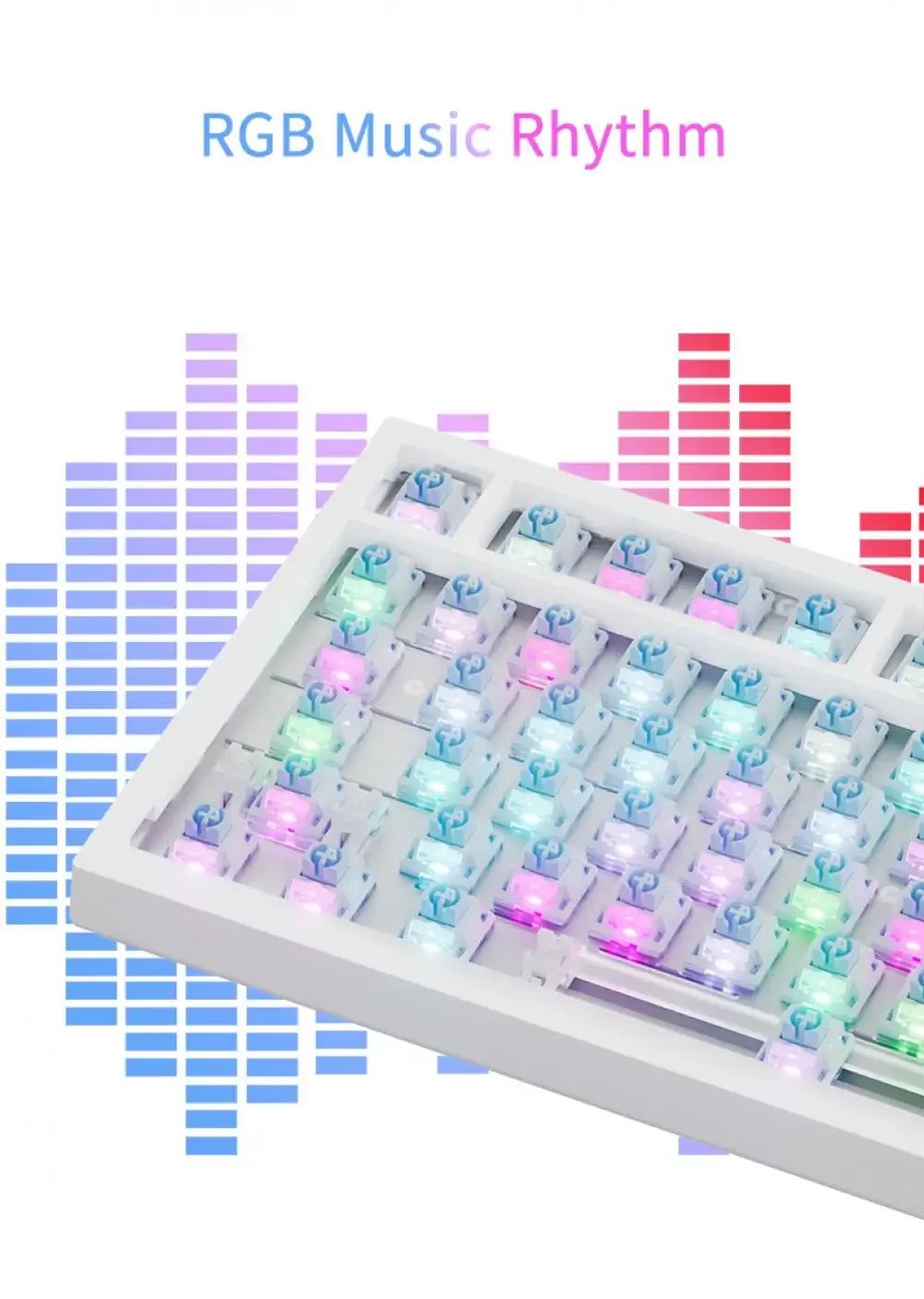 Teclado Mecânico Ajazz Ak820 USB com Fio 75% Luz Branca Gasket Teclas Hot Swap Completas Teclado Gamer Esports Personalizado para PC Notebook