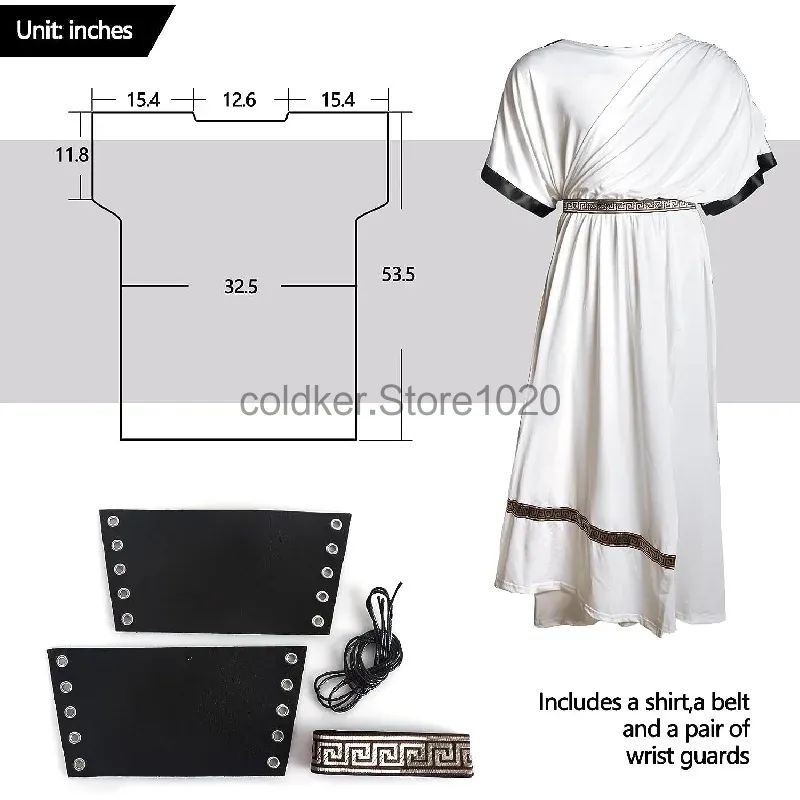 Greek Toga Costume For Men Roman Halloween Dionysus Costume With Wristband Adult Halloween Party King Gladiator Clothing Suit