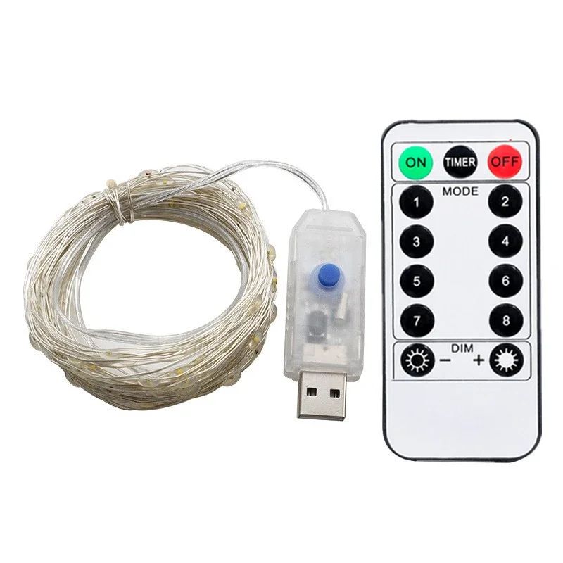 USB String Lights 8 Function Remote Control LED Fairy Lights Christmas Garland for New Year Wedding Party Tree Garden Decoration