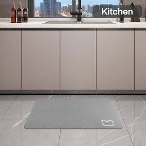 Tapete de Banho de Pedra Diatomácea Tapete de Banho de Terra Diatomácea Super Absorvente Antiderrapante 3,5MM de Espessura Tapete de Banho para Chão de Banheira