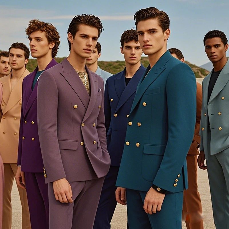 2025 Suit (Blazer+ Trousers) Men's Fashionable Gentleman Business Double-breasted British-style Banquet Host Casual Wedding Suit