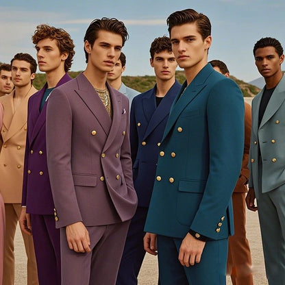 2025 Suit (Blazer+ Trousers) Men's Fashionable Gentleman Business Double-breasted British-style Banquet Host Casual Wedding Suit