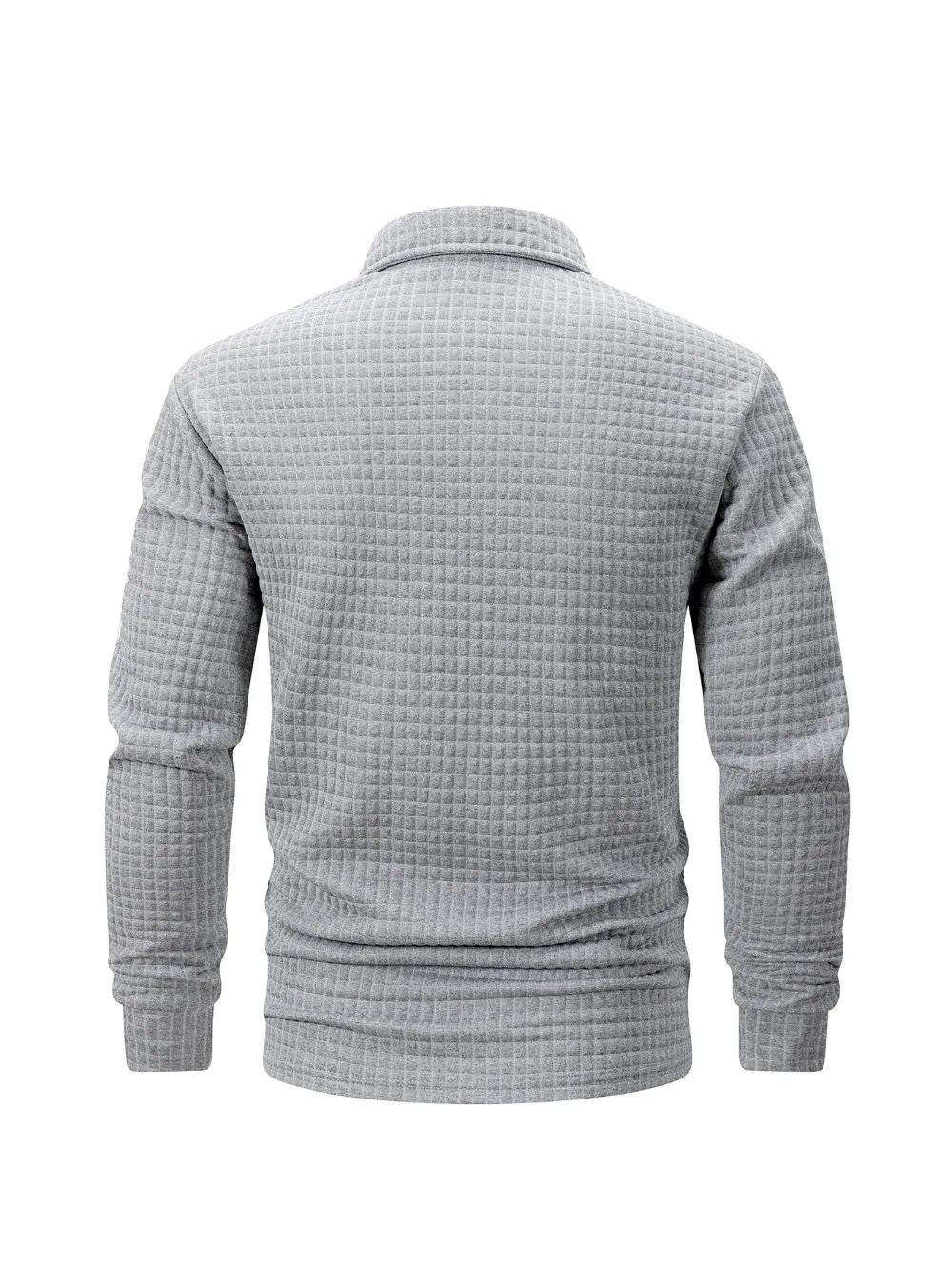 Autumn Knitted Jacquard Grid Polo Pullover Men Solid Color Casual Long Sleeved Sweatshirts Male Daily Warm Turtleneck Streetwear
