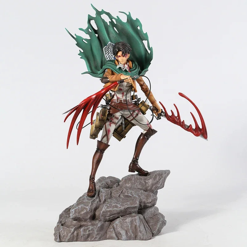 Mikasa Levi Ackerman Battle Damage Ver PVC Anime Figure Colecionável Estátua Boneca Modelo Presente Brinquedo Decoração