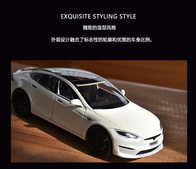 1:24 Tesla Model S Miniatures Simulation Alloy Metal Diecast Model Car Sound & Light car Toys for Kids Gifts for Boyfriend C270