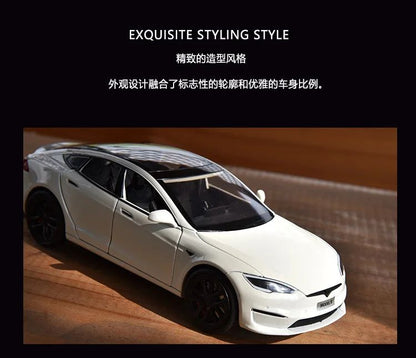1:24 Tesla Model S Miniatures Simulation Alloy Metal Diecast Model Car Sound & Light car Toys for Kids Gifts for Boyfriend C270