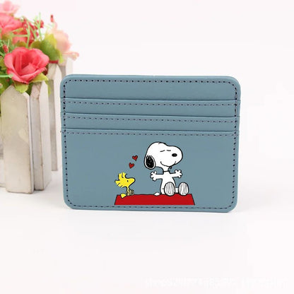 Snoopy Coin Purse Peanuts Anime Credit Card Holder Passport PU Wallet ID Cards Cover Case Bag Kids Men Woman Birthday Gift