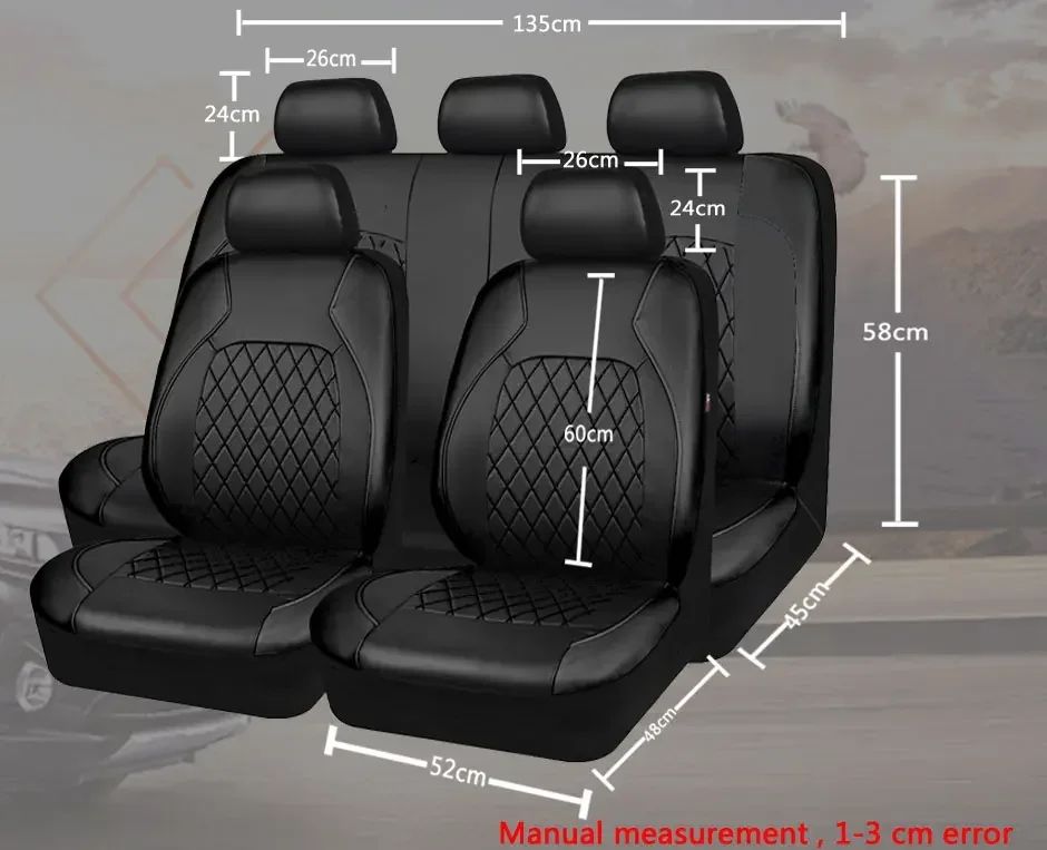 Capas de Assento de Carro em Couro PU Universal para a Maioria dos Carros, Compatíveis com Airbag, Acessórios de Interior de Carro, Almofada de Capa Dianteira/Traseira/Conjunto Completo