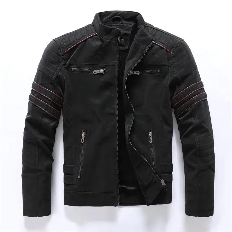 Casual Motorcycle Winter Men Winter Brand Leather Jacket Inner Fleece PU Coat Faux Leather Jackets Mens Clothing Streetwear