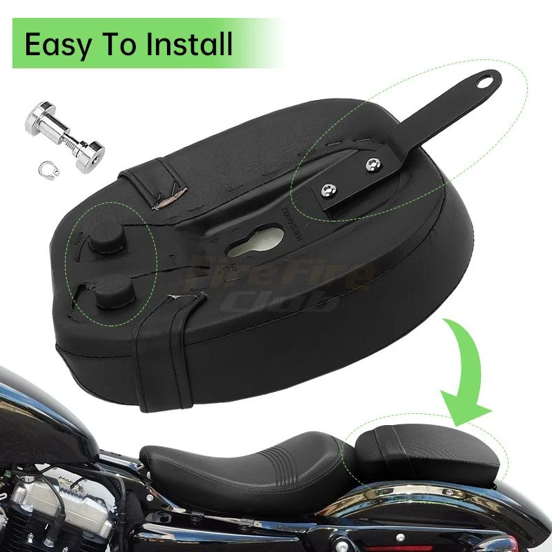 Almofadas de Assento de Para-lama Traseiro em Couro PU para Passageiro para Harley Sportster Forty Eight 48 72 2010-2015