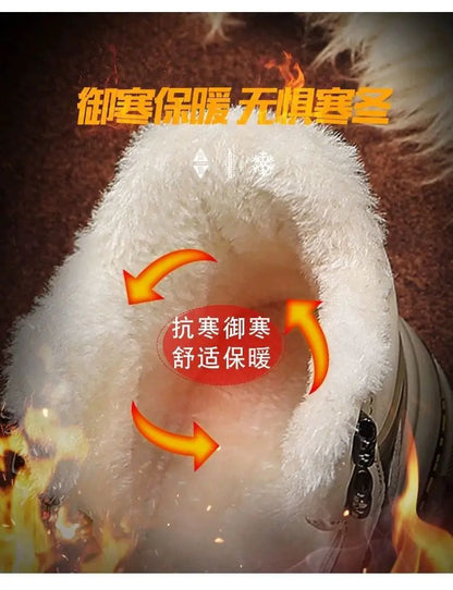 Winter Men's Boots Warm Plush Snow Boots Warm Comfortable Anti Slip Outdoor Short Boots Lace Up Non-slip Men Shoes Zapatos