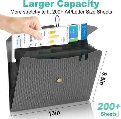 Expandable File Folder, Letter Size Organ Organizer, 5 File Pockets, Portable Organizer for School Office Supplies