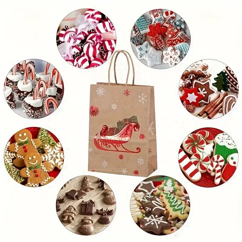 Christmas Kraft Paper Handbags 2026 Xmas Gifts Bag Merry Christmas Decor For Home Cristmas Navidad New Year Packing Bags