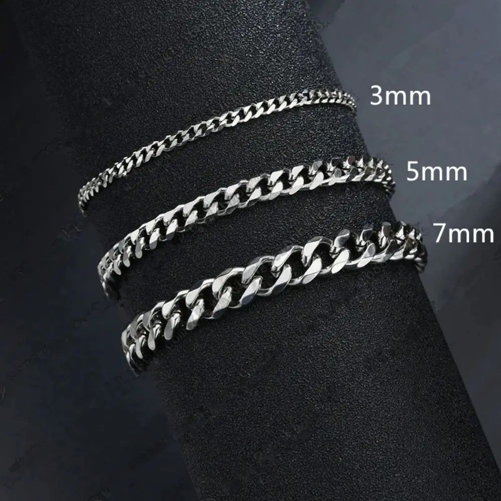 Nova Pulseira Masculina Corrente Cubana Moderna 3mm 5mm 7mm Clássica de Aço Inoxidável Para Homens Mulheres Joia Festa Presente