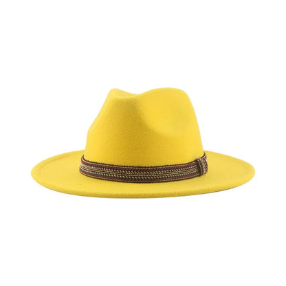 Chapéu Feminino Fedora de Feltro Sólido Casual Chapéu de Inverno Feminino Bonés Masculinos Faixa Panamá Preto Cáqui ????? ??????? Sombrero