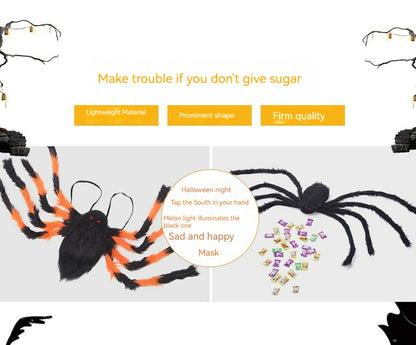 90/125CM Horror Plush Spider Bag Decoration Halloween Candy Backpack Big Spider Shape Trick or Treat Halloween Props Costume