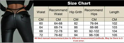 Winter Autumn Sexy Women PU Pants Black Fitness Slim High Waist Pencil Pants Zipper Streetwear Faux Leather Trousers for Women