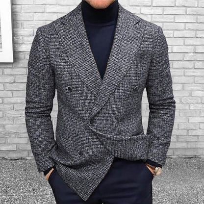 Men Slim Fit Turndown Collar Solid Color Streetwear Autumn Winter British Style Buttons Suit Jacket Coat British Blazer