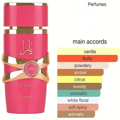 Yara Candy by Lattafa Baunilha, Frutado, Cítrico, Floral Eau de Parfum para Mulheres Longa Duração 3.4oz/100ML