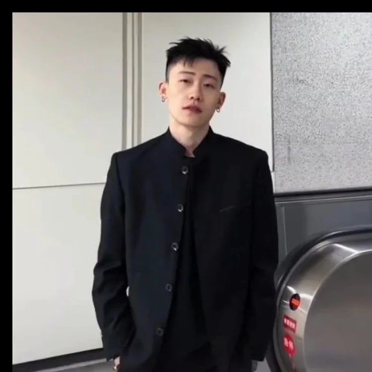 New Black Zhongshan Suit Jacket for Young Men Chinese Style Outerwear Popular Internet Celebrity Zhao Shanghe Topwear