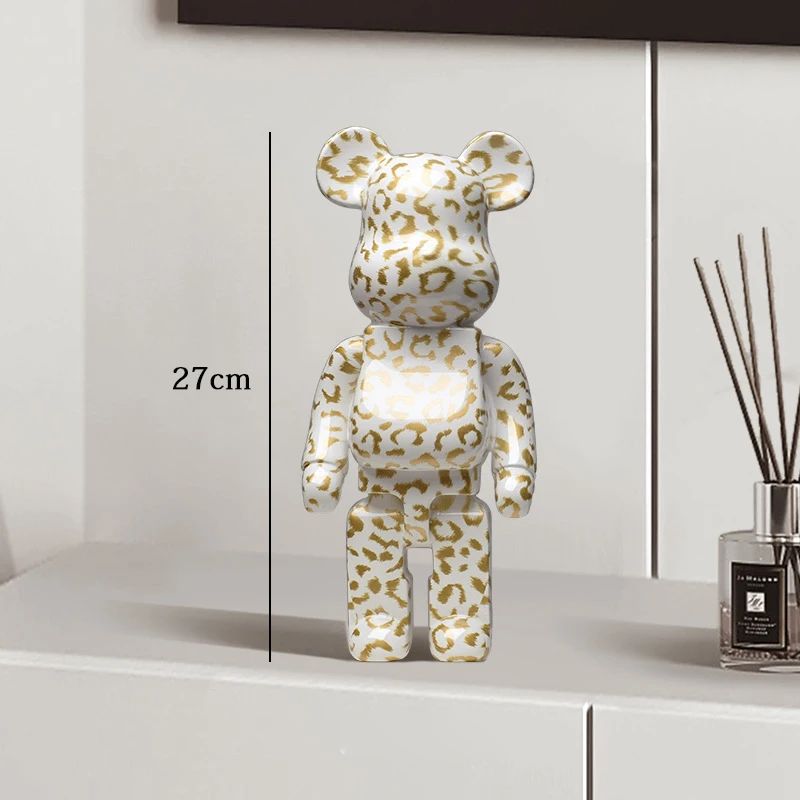 Estátua Urso Graffiti 27cm Bloco Tinta Urso Decoração Enfeites de Resina para Desktop Decoração de Casa Sala de Estar Urso Escultura de Chão Presentes