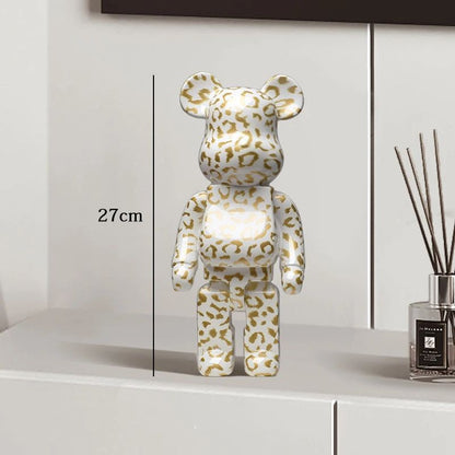 Estátua Urso Graffiti 27cm Bloco Tinta Urso Decoração Enfeites de Resina para Desktop Decoração de Casa Sala de Estar Urso Escultura de Chão Presentes