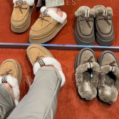 Snow Boots for Women in Winter 2025, New Soft and Comfortable Cotton Boots with Plush Insulation, Northeast Large Cotton Shoes