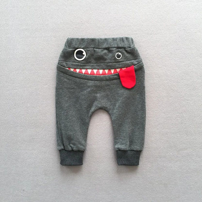 Casual Baby Children Pants Toddler Boys Girls Cute Big Mouth Monster Trousers Costumes Long Cototn Infant Cartoon Panty Clothes