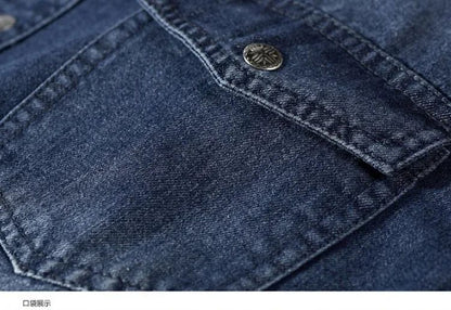 2024 Spring Men's Denim Jeans Shirts Long Sleeve 100% Cotton Single-Breasted Shirts Handsome Hombre Casual Jean Shirt Tops Men