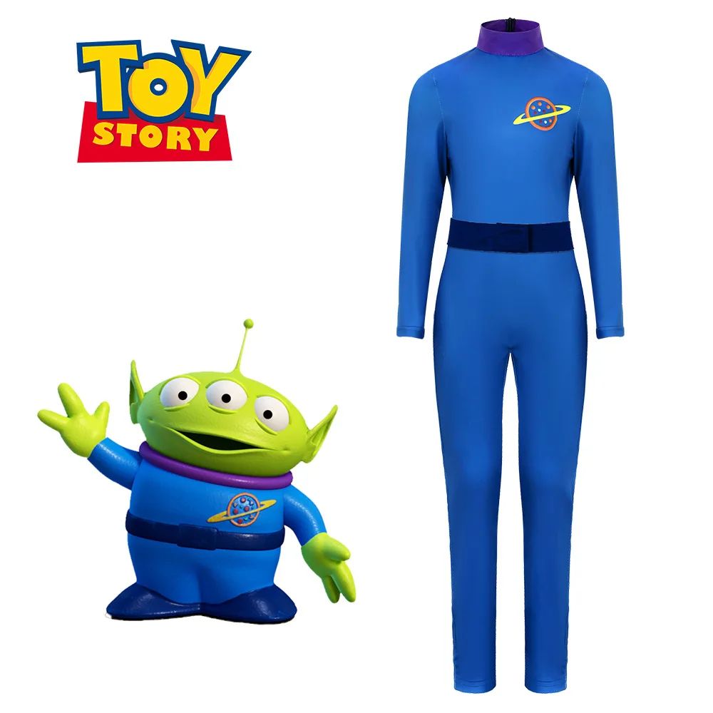 Anime Blue Three-Eyed Monster Cosplay Bodysuit with Planet Badges Halloween Stage Performance Outfit In Stock