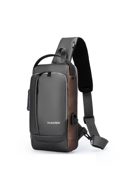 Large Capacity Multifunction Shoulder Crossbody Bag Messenger Chest Sling Travel Pack for Male Men Usb Waterproof Sports Running