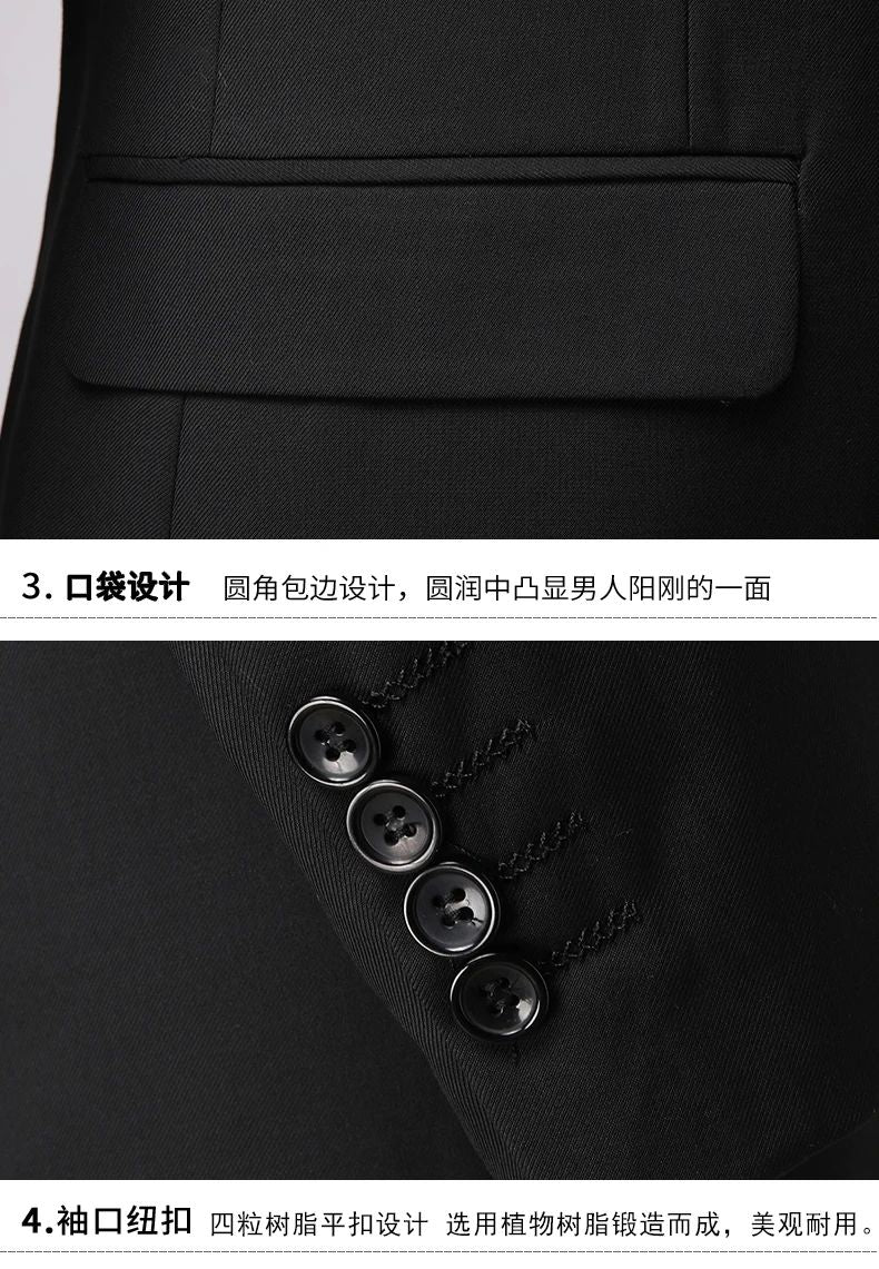 Blazer New Men's Fashion Business Solid Color British Style Professional Work Groom Wedding Dress Best Man Blazer Jacket