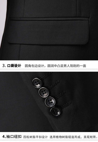 Blazer New Men's Fashion Business Solid Color British Style Professional Work Groom Wedding Dress Best Man Blazer Jacket
