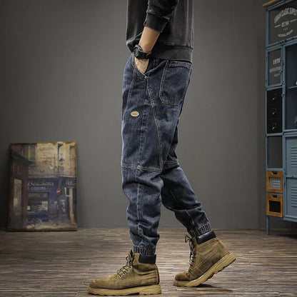 Calça Jeans Masculina Solta Moda Outono Inverno Calça Harem Casual Calça Comprida Roupa de Trabalho Confortável