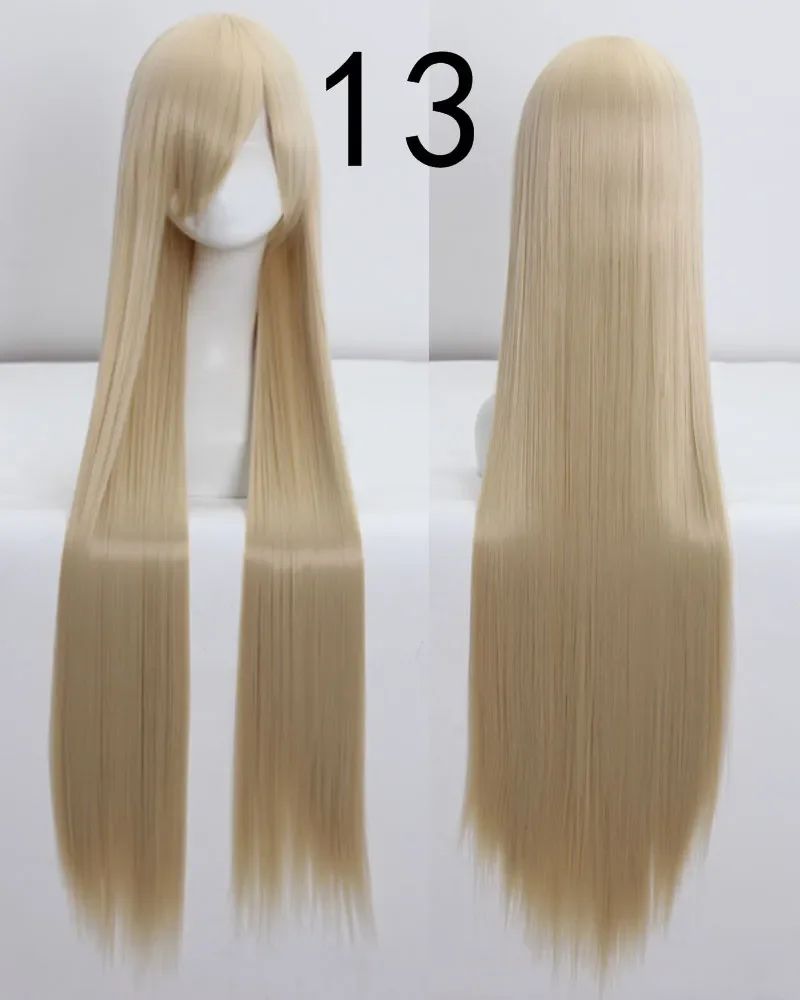 Pink 100Cm Long Staight Cosplay Wig Heat Resistant Synthetic Hair Anime Party wigs 42 color Colourful White
