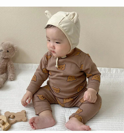 0-3T Baby Cotton Top Pant Suit Newborn Kid Boys Girls Clothes Set Long Sleeve Pj Set Cute Sweet Sleepwear Pajamas Set Outfit