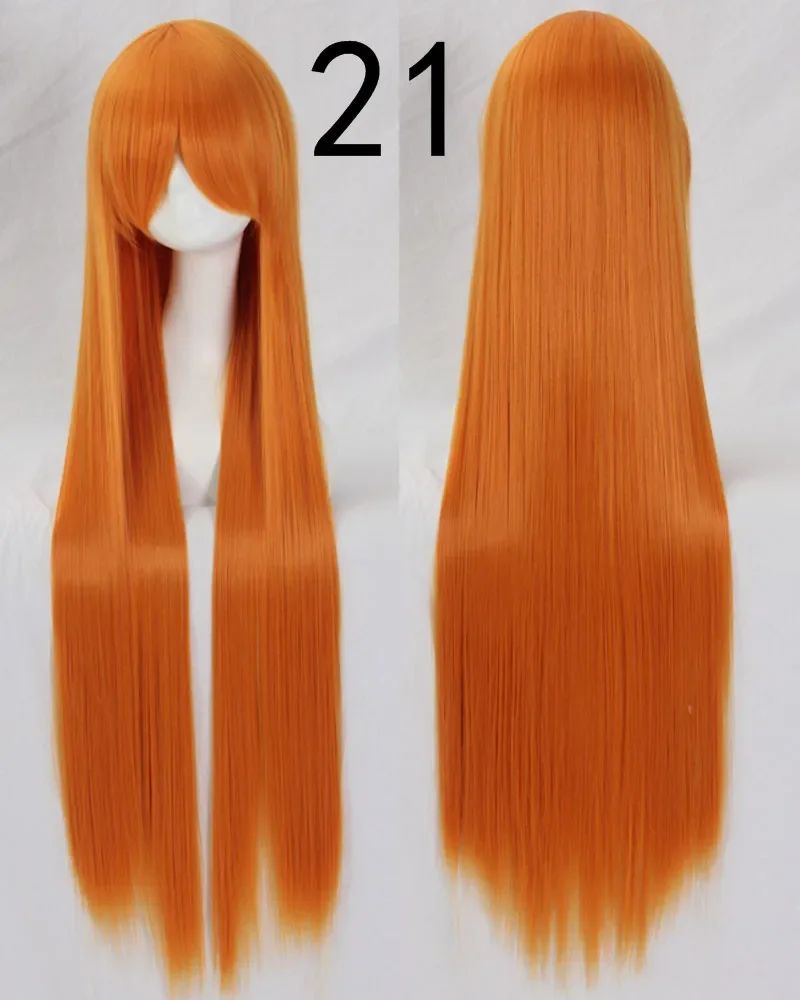 Pink 100Cm Long Staight Cosplay Wig Heat Resistant Synthetic Hair Anime Party wigs 42 color Colourful White
