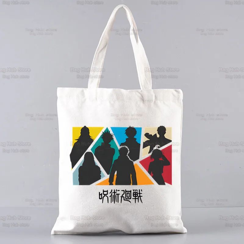 Gojo Satoru Jujutsu Kaisen Otaku Women Men Handbags Canvas Tote bags Reusable Cotton High capacity Shopping Bag
