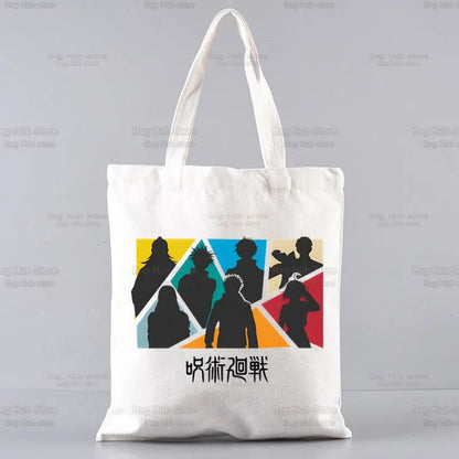 Gojo Satoru Jujutsu Kaisen Otaku Women Men Handbags Canvas Tote bags Reusable Cotton High capacity Shopping Bag